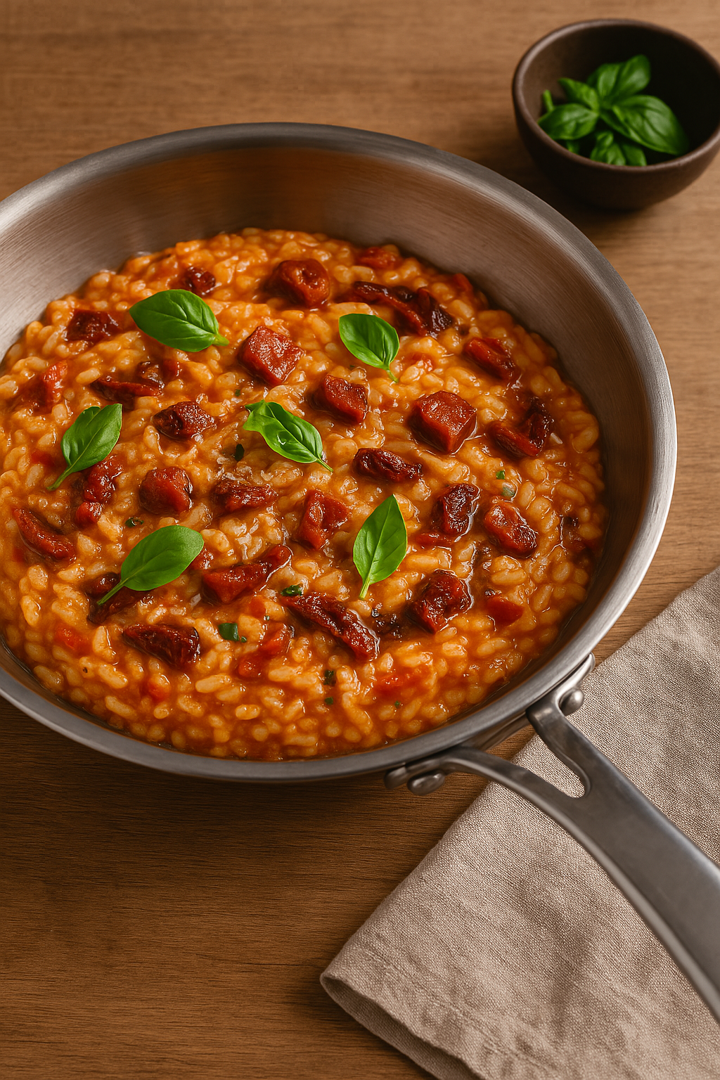 Risotto crémeux au chorizo & tomates séchées