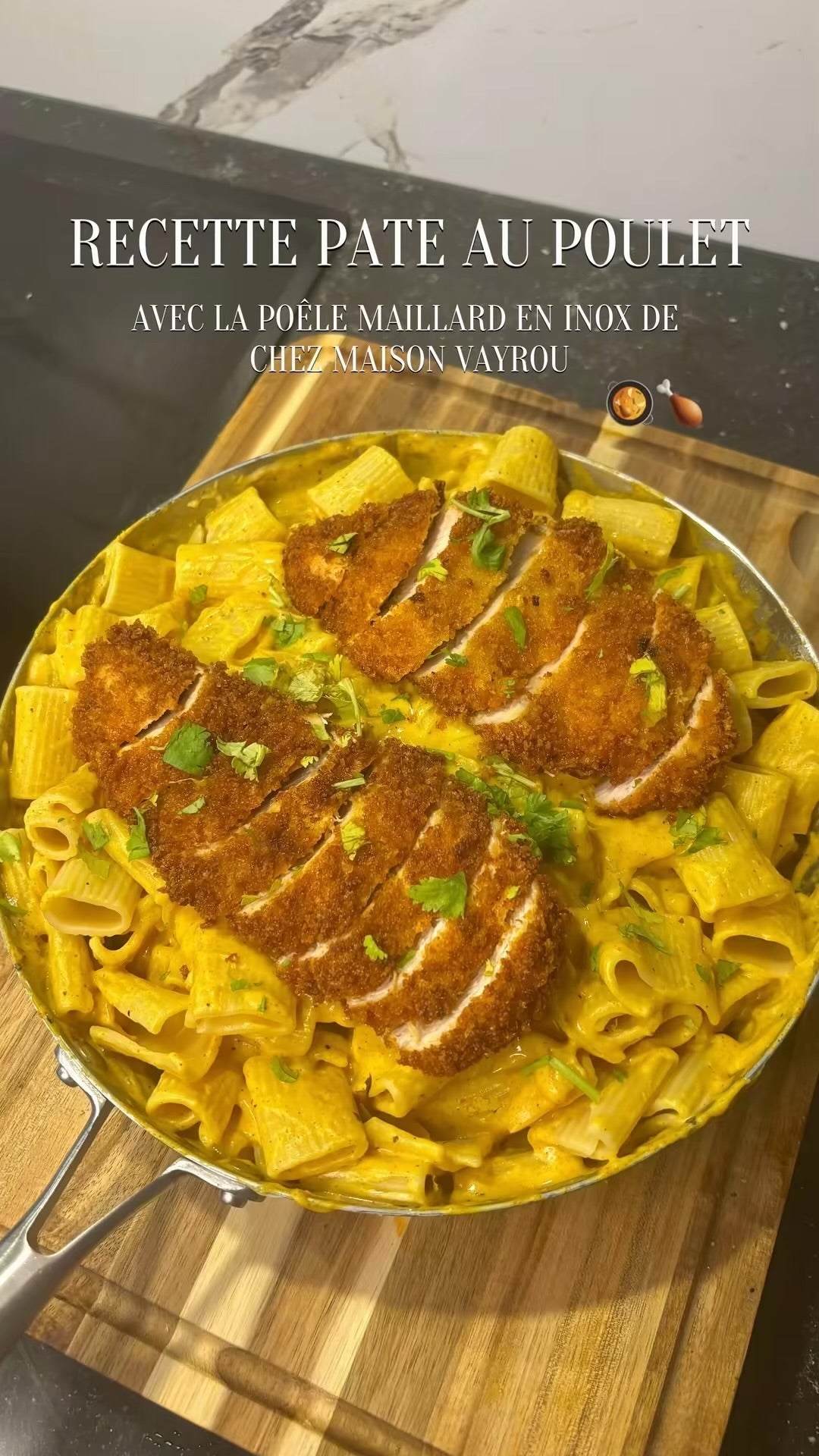 Recette de pâtes crémeuses au poulet croustillant (2 personnes)